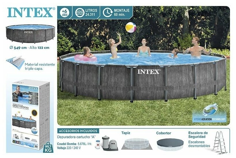 Бассейн каркасный Intex Greywood Prism Frame Pool 549x122 см, арт. 26744 - фотография № 8