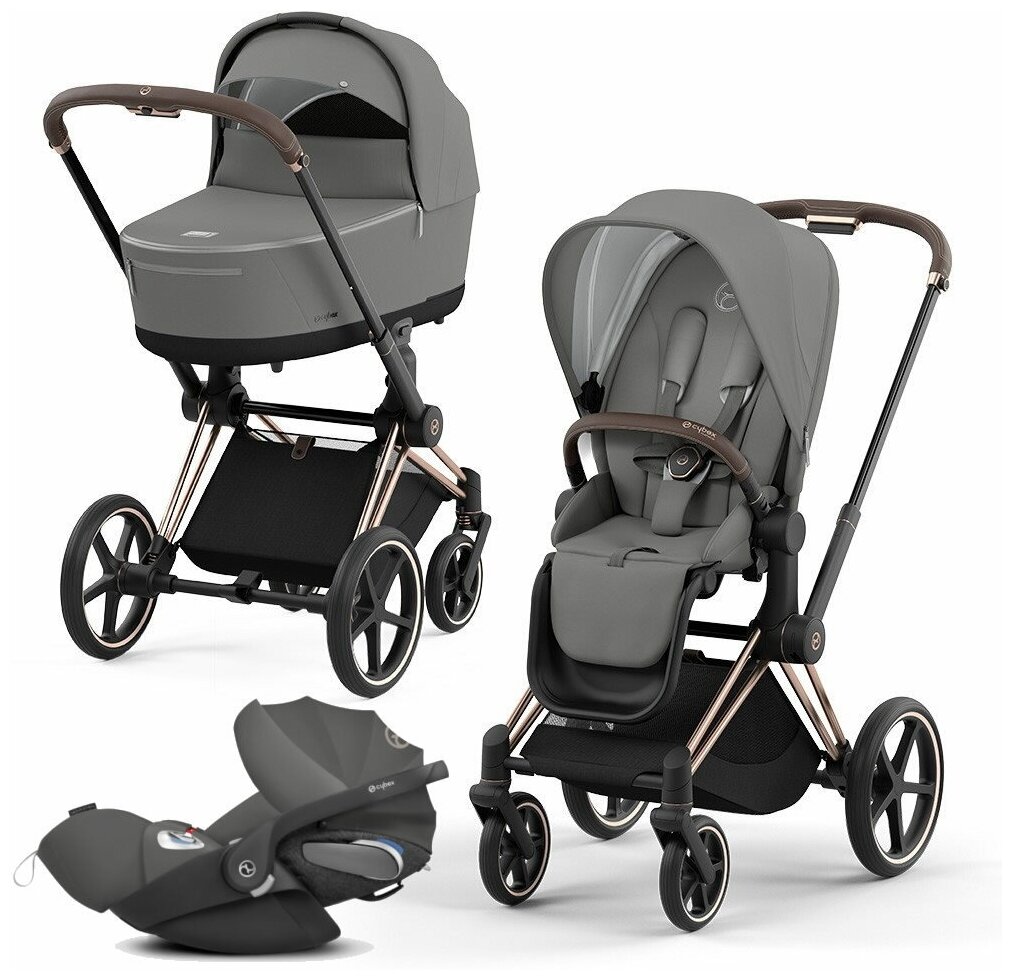 Прогулочная коляска Cybex Priam IV на шасси Rosegold в цвете Soho Grey