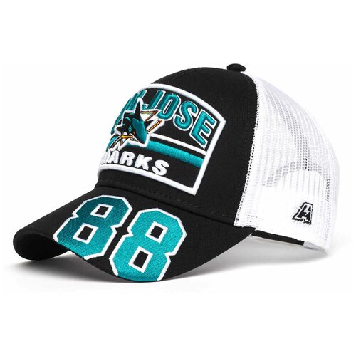 фото Бейсболка мужская с сеткой nhl san jose sharks № 88 atributika & club, кепка нхл сан-хосе шаркс с номером 88 атрибутика и клуб летняя