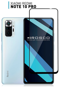 Фото ROSCO/ Защитное стекло для Xiaomi Redmi Note 10 Pro (Сяоми Редми Ноут 10 Про, Редми Нот 10 Про ), Закалённое, с черной рамкой, олеофобное покрытие