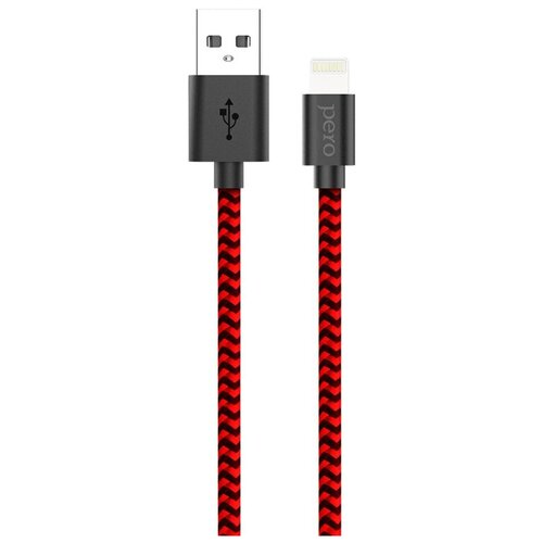 Комплект 10 штук, Кабель USB PERO DC-04 8-pin Lightning, 2А, 1м, Red-black комплект 10 штук кабель usb pero dc 04 8 pin lightning 2а 1м red black