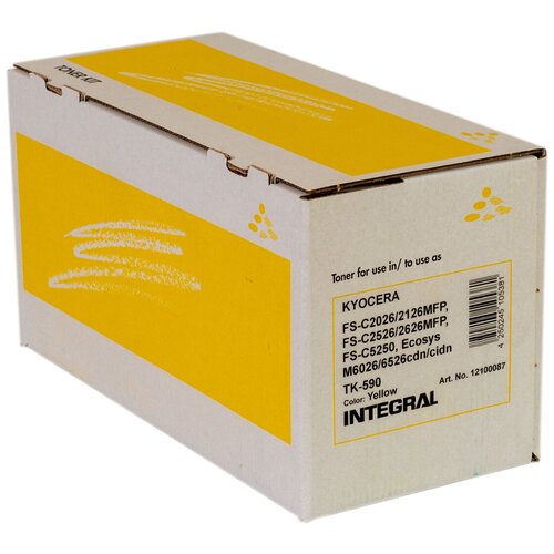 Картридж INTEGRAL TK-590Y (Yellow) для Kyocera FS-C2026MFP/C2526MFP/C2126MFP/C2626/C5250DN/P6026CDN/M6526CIDN (5 000 стр.) картридж integral tk 590m magenta для kyocera fs c2026mfp c2526mfp c2126mfp c2626 c5250dn p6026cdn m6526cidn 5 000 стр