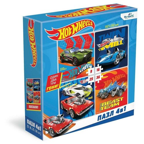 Детский набор пазлов Крутые гонщики Hot wheels. арт. 07080/О пазл 4 в1 9 16 25 36 hot wheels крутые гонщики 07080