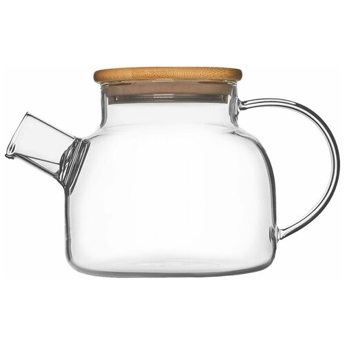 Стеклянный заварочный чайник с крышкой из бамбука, 700 мл