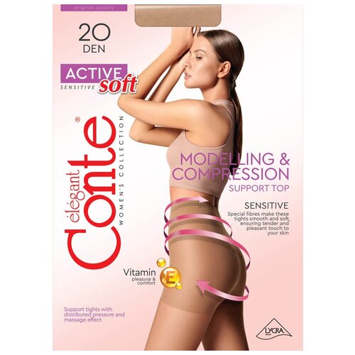 Колготки корректирующие Conte Active Soft 20, размер IV, bronzo (интенсивный загар)