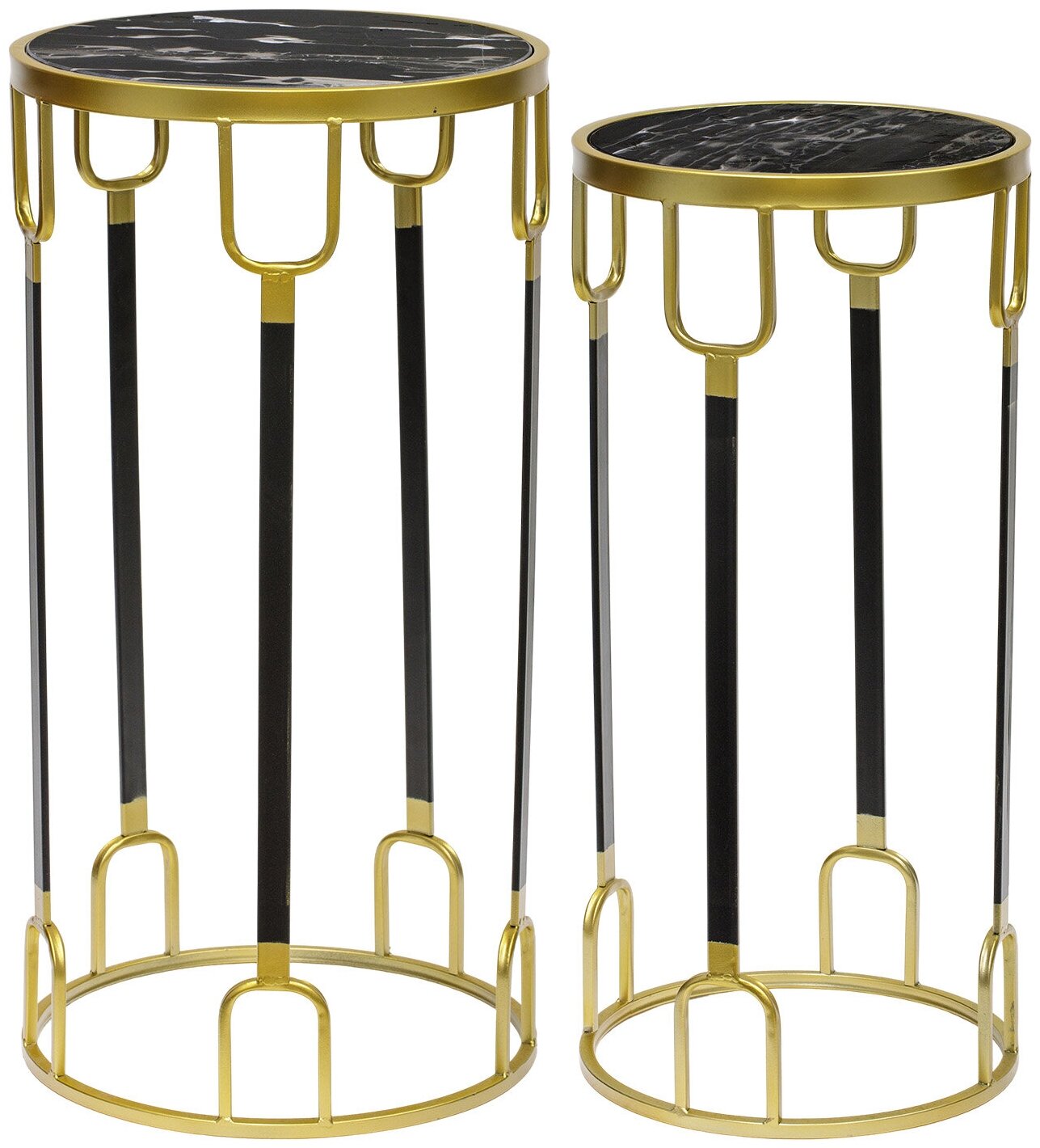 Обзор: 54-139/138 Столики интерьерные с черным мрамором, набор 2 предмета 33x33x65; 28x28x60см, Glasar