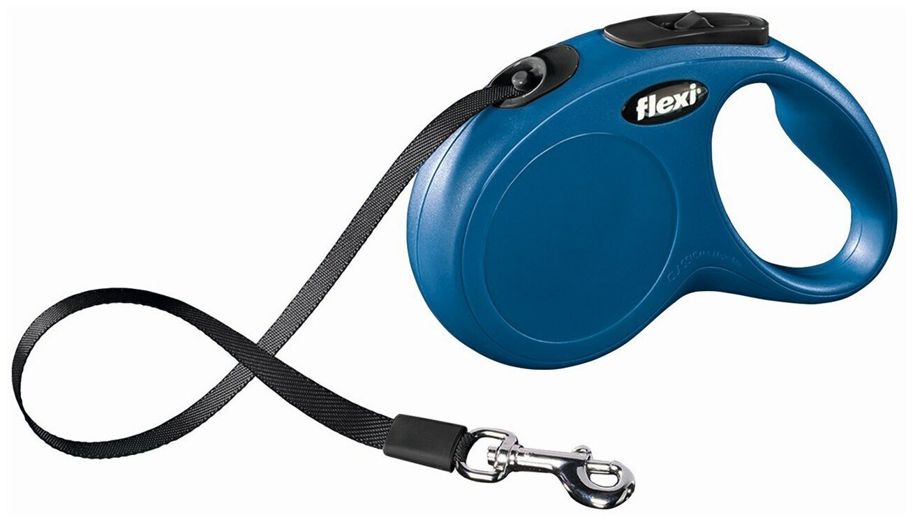 Flexi рулетка New Classic для собак до 15 кг (5 м лента) S, Синий