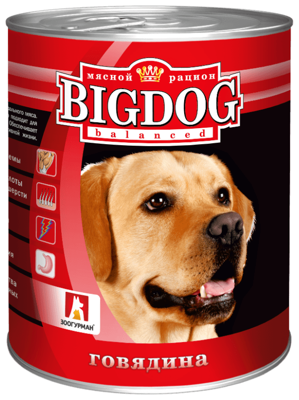 Влажный корм для собак Зоогурман Big Dog, говядина 1 уп. х 1 шт. х 850 г (для средних и крупных пород)