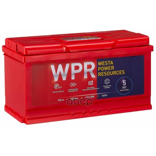 Аккумулятор 6ст-100vl 100ah 910a 353х175х190 Полярность 1 WPR battery арт. 600119310