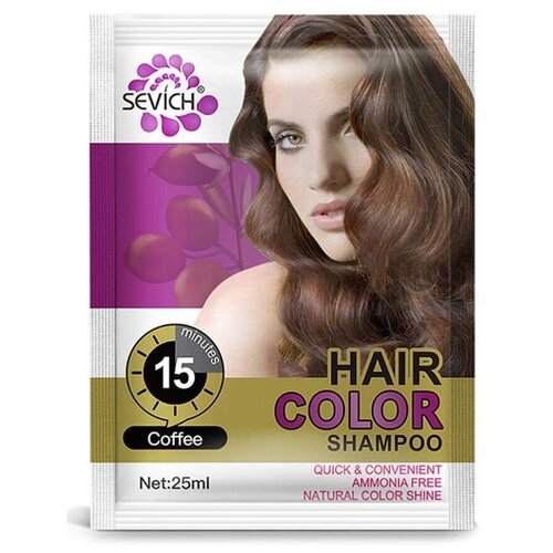 Sevich Цветной красящий шампунь, для седых волос, для тонирования и окрашивания волос, шампунь закрашивающий (кофе), 25мл*10