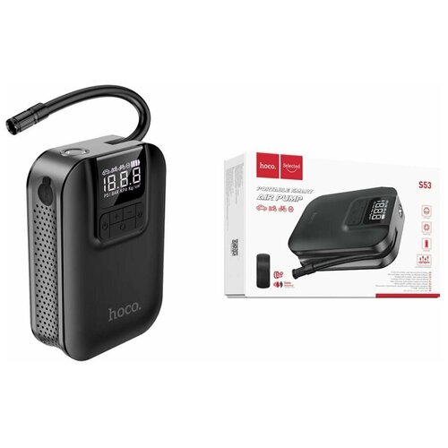 Автомобильный компрессор (смарт насос) Hoco S53 Breeze portable smart air pump черный