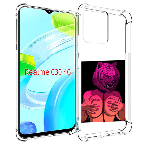 Чехол MyPads тигр с секретом женский для Realme C30 4G / Narzo 50i Prime задняя-панель-накладка-бампер чехол mypads саблезубый злой тигр для realme c30 4g narzo 50i prime задняя панель накладка бампер