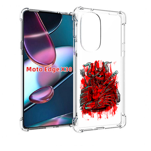 Чехол MyPads красный скелет воин для Motorola Moto Edge X30 задняя-панель-накладка-бампер