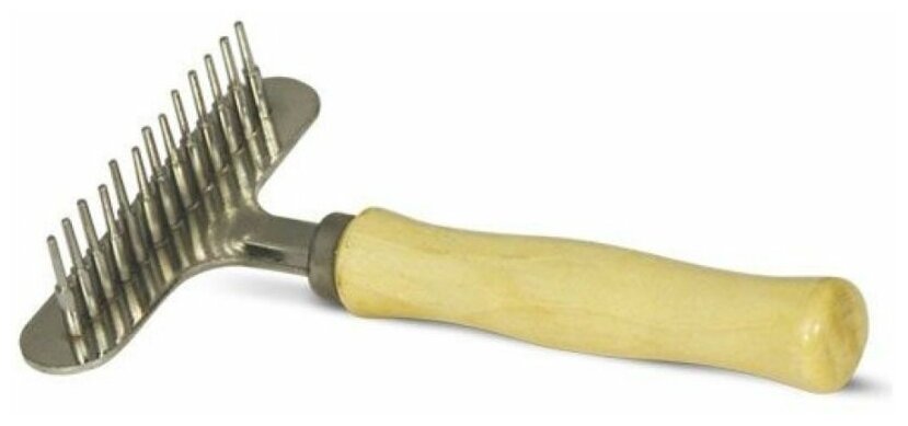 TRIOL Расческа-грабли деревянная ручка Цвет:Бежевый, Серебристый - фотография № 5