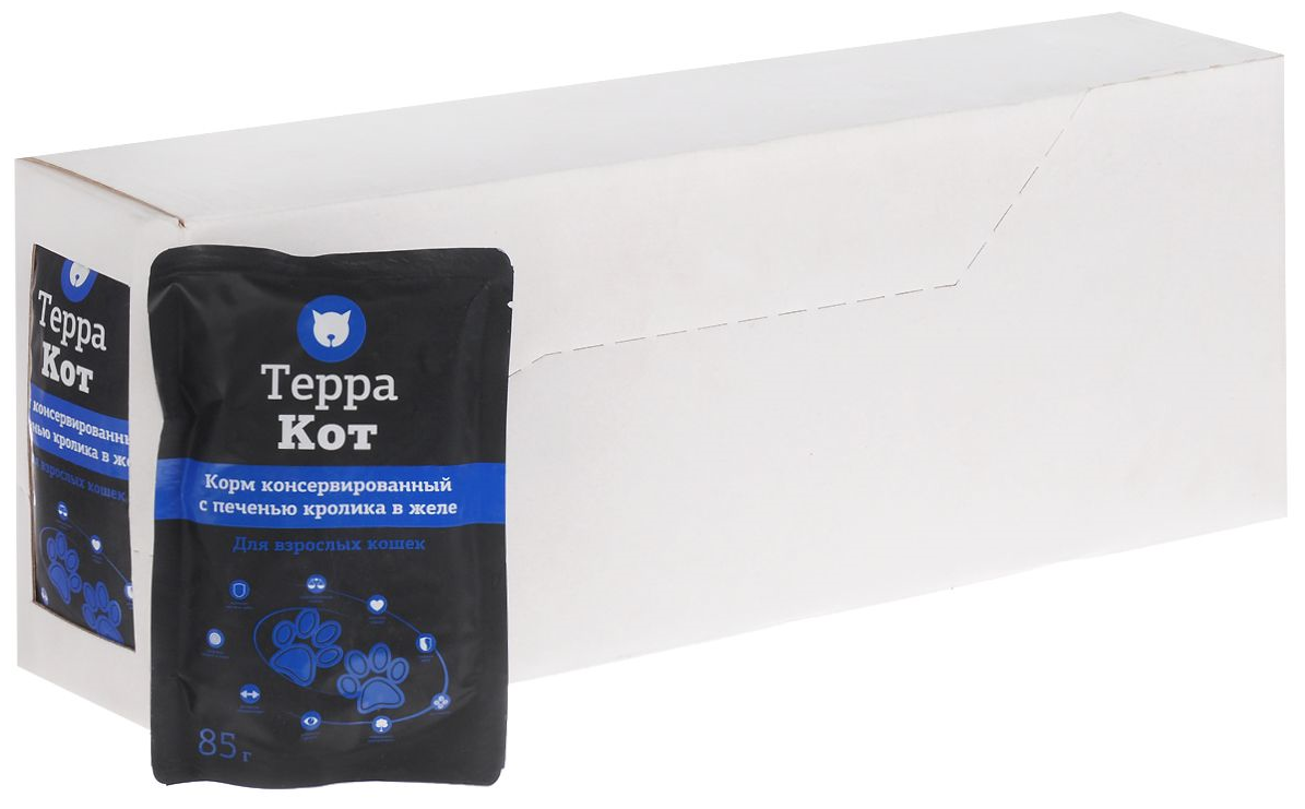 "Терра Кот" корм консервированный для кошек Печень кролика в желе 26шт * 85гр.