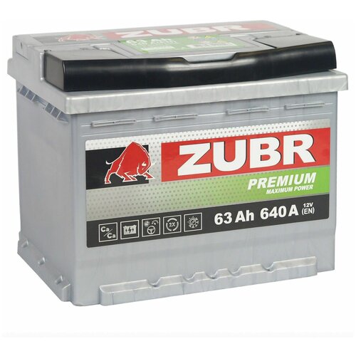 Аккумулятор автомобильный ZUBR Premium (63 Ah) 640 A Прямая, L+ 242x175x190