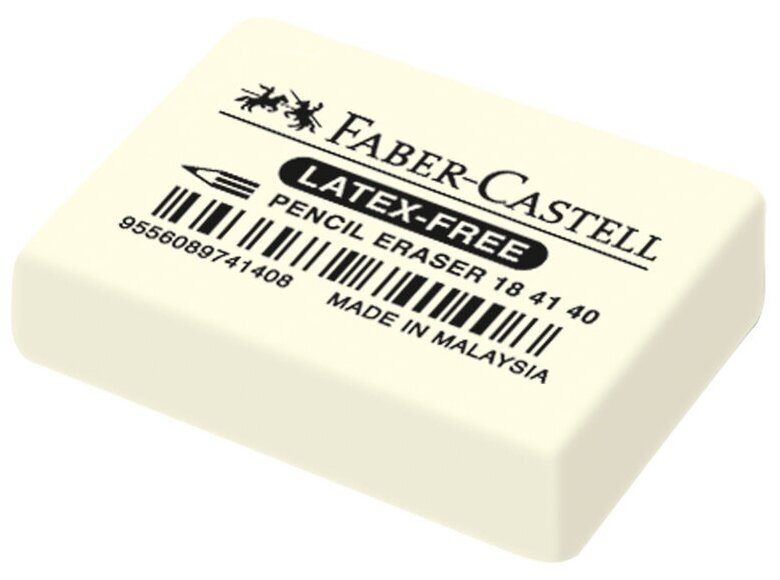 Ластик Faber-Castell "Latex-Free", прямоугольный, синтетический каучук, 37*25*7мм, 40 штук