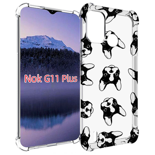 Чехол MyPads черно белые собачки для Nokia G11 Plus задняя-панель-накладка-бампер чехол задняя панель накладка бампер mypads черно белые собачки для nokia 1 4 противоударный