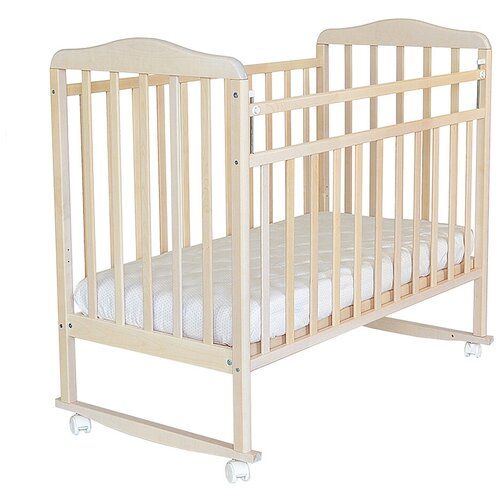 Кровать Оптипром-А митенька (колесо, качалка) (береза снежная арт.160115)