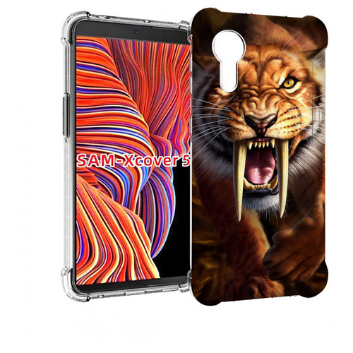 Чехол MyPads саблезубый злой тигр для Samsung Galaxy Xcover 5 задняя-панель-накладка-бампер