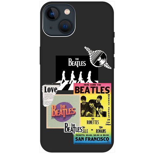 Силиконовый чехол на Apple iPhone 14 / Эпл Айфон 14 с рисунком Beatles Stickers Soft Touch черный силиконовый чехол на apple iphone 14 эпл айфон 14 с рисунком beatles stickers