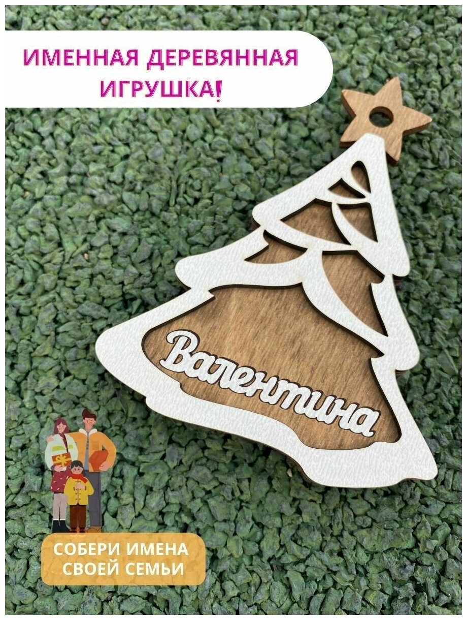 Елочная игрушка новогодняя с именем - "Валентина"