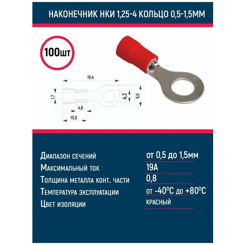 Наконечник кабельный НКИ 1,25-4 кольцо 0,5-1,5мм