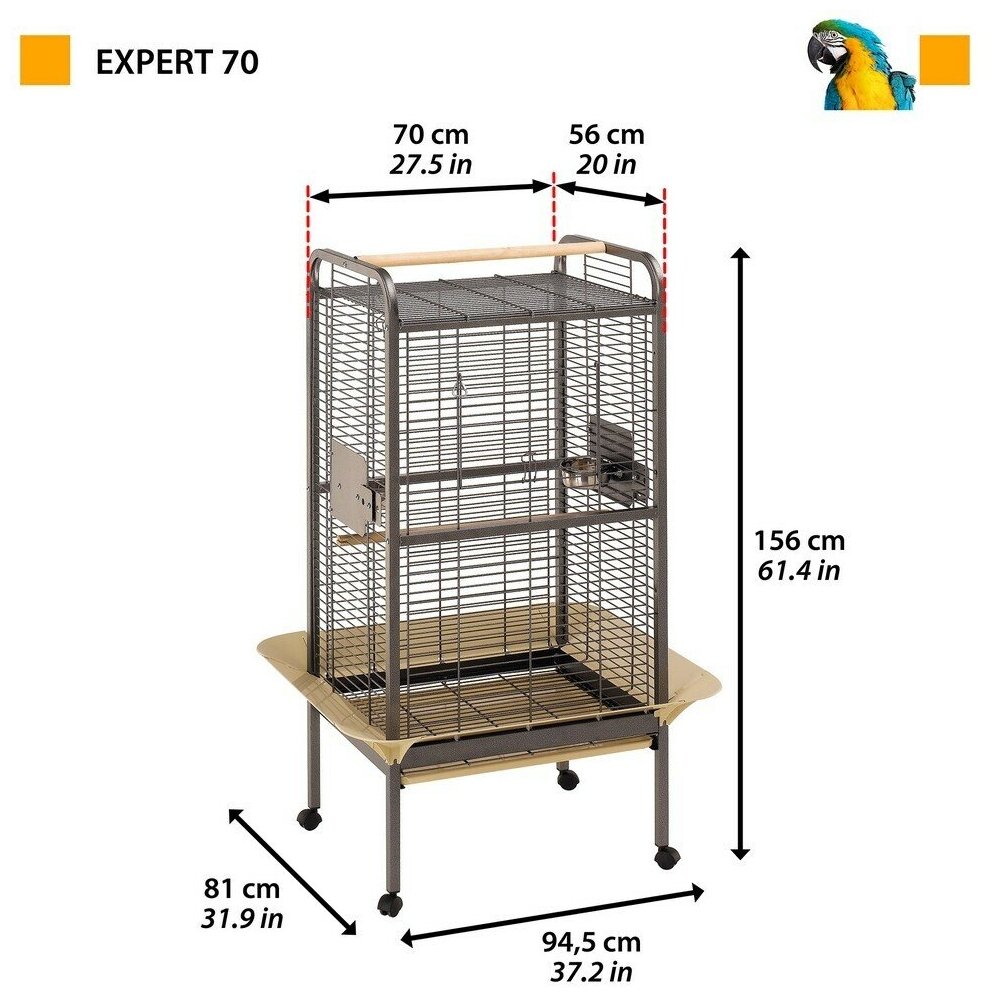 Ferplast Клетка Expert 70 для крупных попугаев (94,5*81*156 см) - фотография № 10