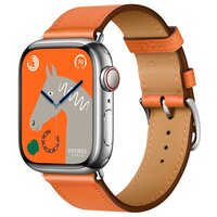 Умные часы Apple Watch Hermès 8 Series GPS + Cellular 45mm Silver Stainless Steel Case with Single Tour, Orange