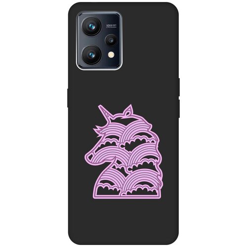 Матовый чехол Rainbow Unicorn для Realme 9 / Рилми 9 с 3D эффектом черный матовый чехол rainbow unicorn для realme 9 pro рилми 9 про с 3d эффектом черный