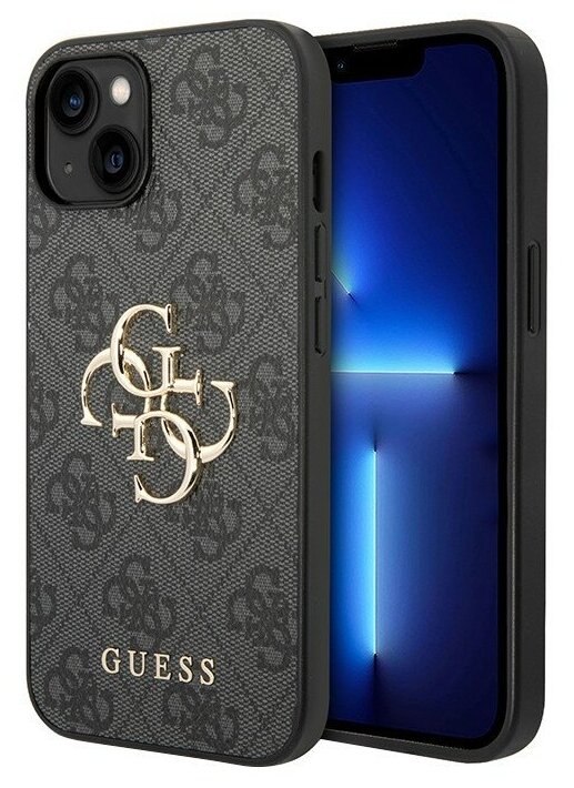 Чехол Guess 4G Big metal logo Hard для iPhone 14, серый