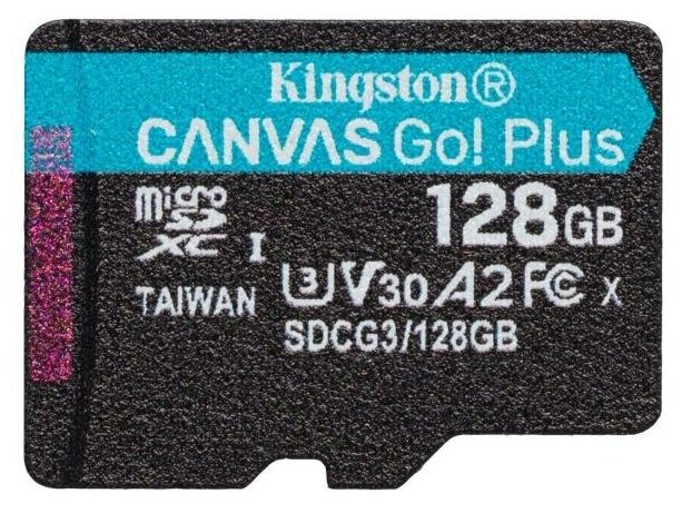 Флеш карта microSDXC 128Gb Kingston, UHS-II Class U3 V30 A2, чтение: 170Мб/с, запись: 90Мб/с, без адаптера