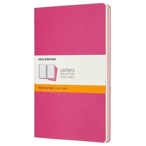 Блокнот Moleskine CAHIER JOURNAL CH018D17 Large, 130х210 мм, обложка картон, 80 страниц, нелинованный, розовый неон (3 штуки)