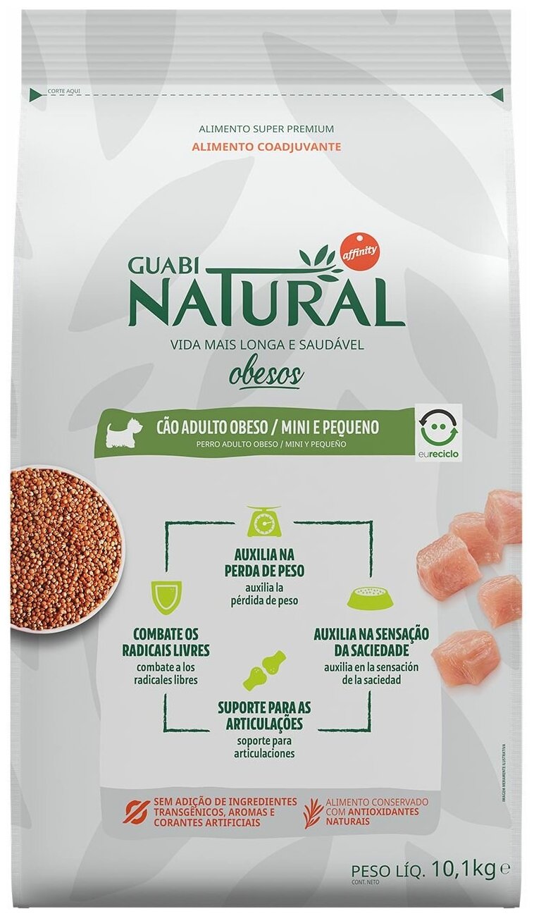 Guabi Natural Dog OBESITY cухой корм для взрослых собак мелких пород с избыточным весом цыпленок и коричневый рис 1,5 кг