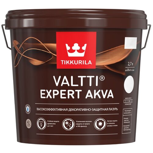 tikkurila valtti expert akva тиккурила валтти эксперт аква декоративно защитная лазурь 9л Tikkurila антисептик Valtti Expert Akva, 2.94 кг, 2.7 л, бесцветный