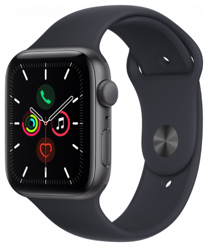 Apple Watch SE 2022, 44 mm, алюминий цвета "тёмная ночь", спортивный ремешок "тёмная ночь" (MNK03)