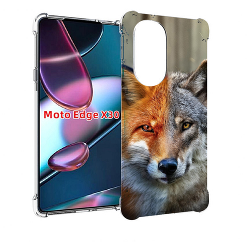 Чехол MyPads волк-лиса для Motorola Moto Edge X30 задняя-панель-накладка-бампер