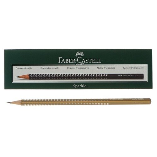 FABER-CASTELL Карандаш чернографитный Faber-Castell Sparkle pearl gold B, трёхгранный, с массажными шашечками, золотой, в картонной коробке