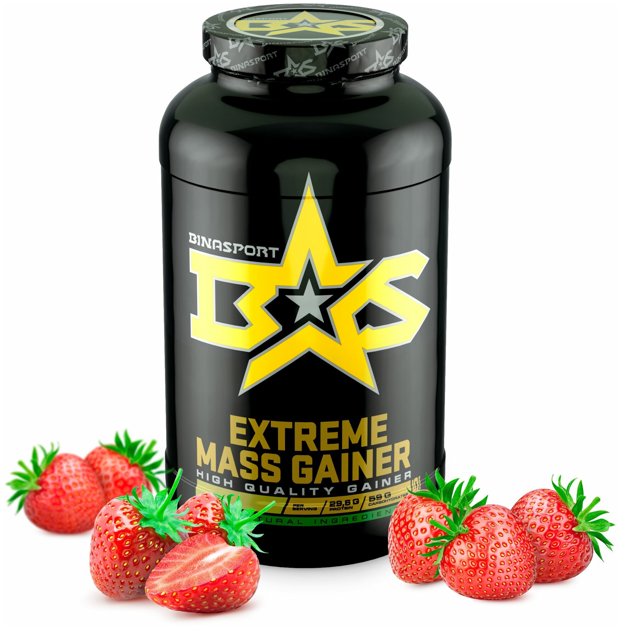 Гейнер Binasport Экстрим Масс "EXTREME MASS GAINER" 1500 г со вкусом клубники