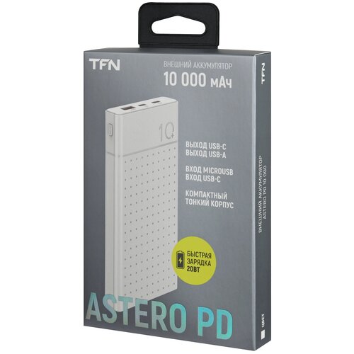 Внешний аккумулятор TFN Astero10i 10000mAh white внешний аккумулятор rivacase va2601 10000mah white