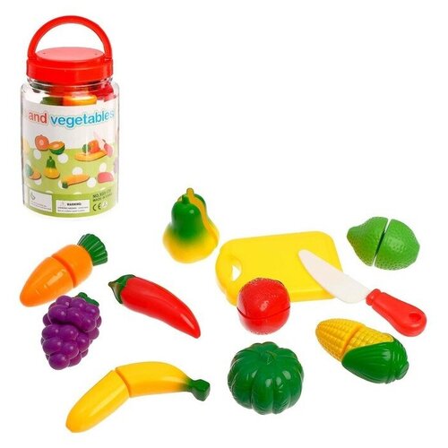 Набор игрушечных продуктов КНР фруктов и овощей на липучке, в банке (ZY938681)