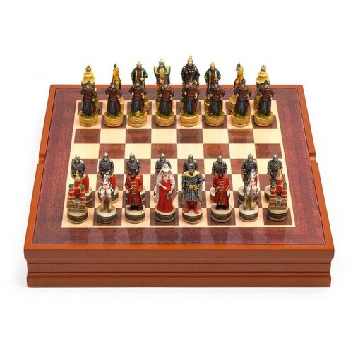 Шахматы КНР сувенирные Монгольское иго, h короля 8 см, h пешки 6 см, 36х36 см (4603589)