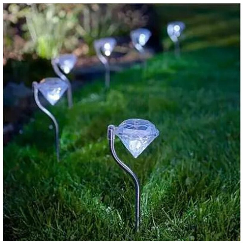4 шт. Садовый светильник "Алмаз" на солнечной батарее белый свет, комплект 4 шт. - фотография № 5