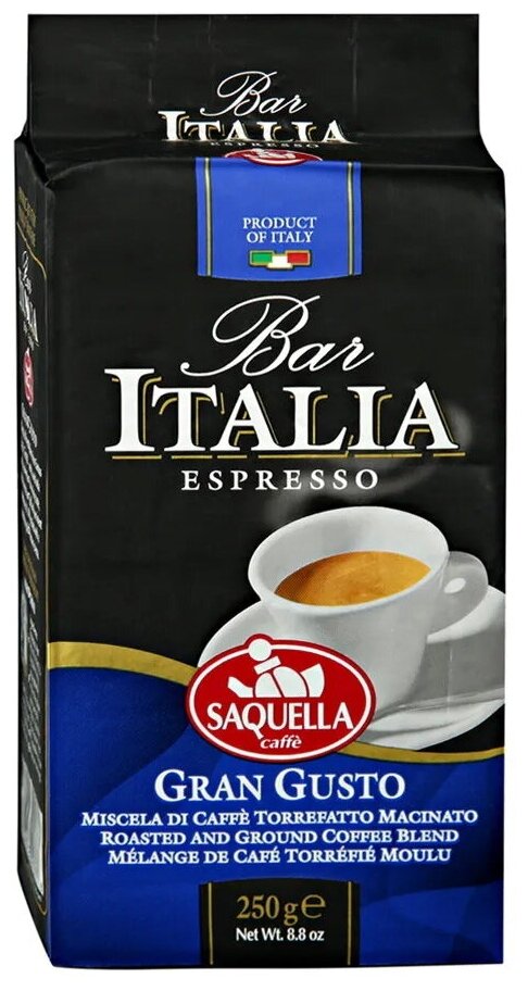 Кофе Saquella Bar Italia Gran Gusto молотый в/у 250 гр. - фотография № 2