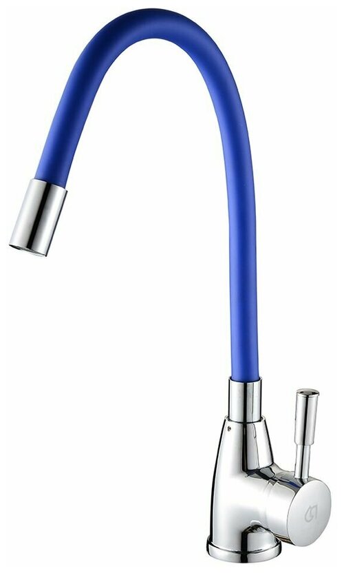 Смеситель для кухни Roegen RD014B с боковой ручкой и гибким изливом, на гайке, кран для кухни, для мойки, синий