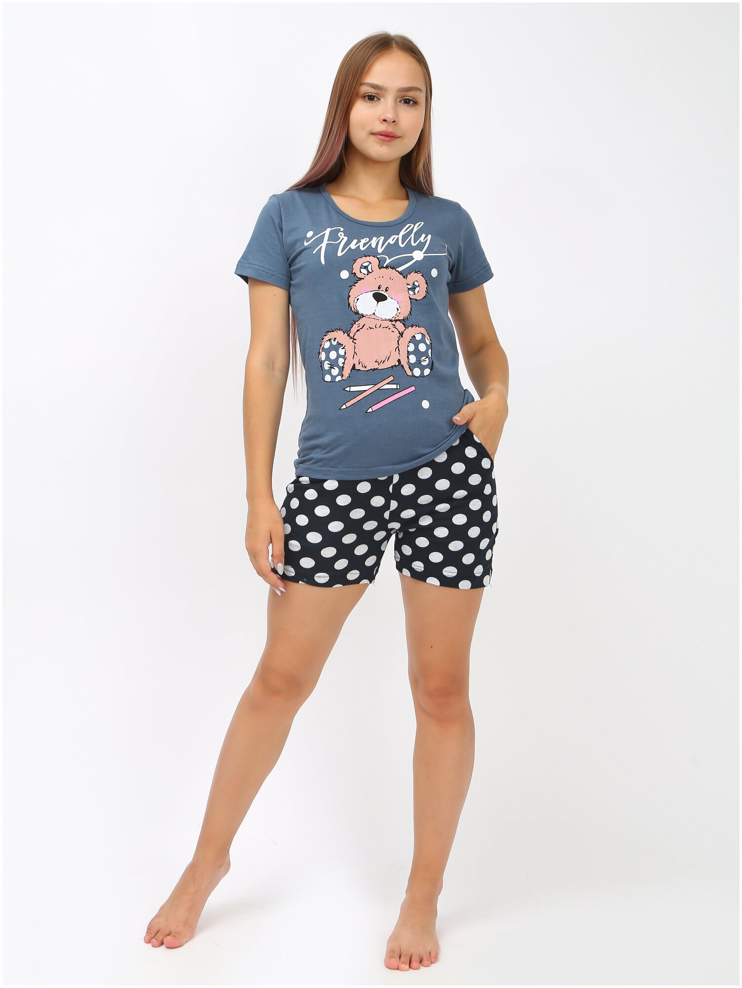 пижама женская Мишка с карандашами 46р - фотография № 4