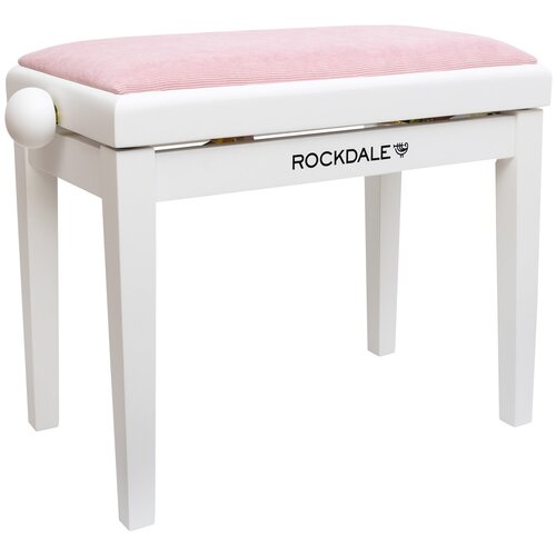 ROCKDALE RHAPSODY 131 SV WHITE PINK деревянная банкетка с регулировкой высоты,цвет корпуса бел.,сиденье вельвет в рубчик розовый