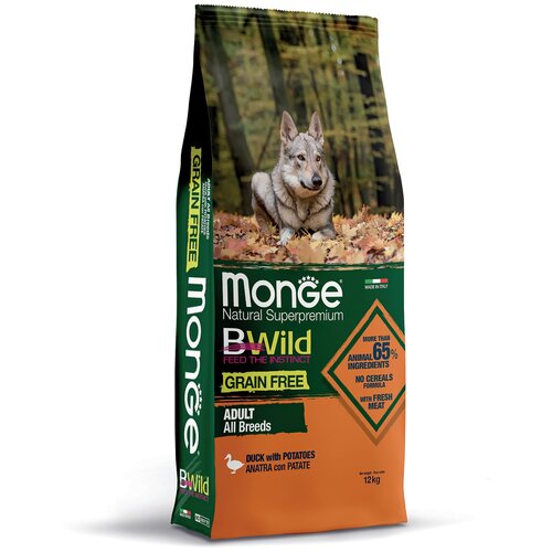 Сухой корм для собак Monge BWILD Feed the Instinct, утка, с картофелем 1 уп. х 1 шт. х 2.5 кг