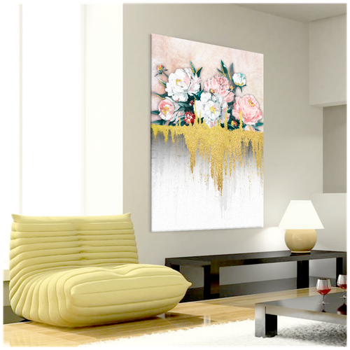 Картина интерьерная на холсте Art. home24 Пионы и золото, 50 x 70