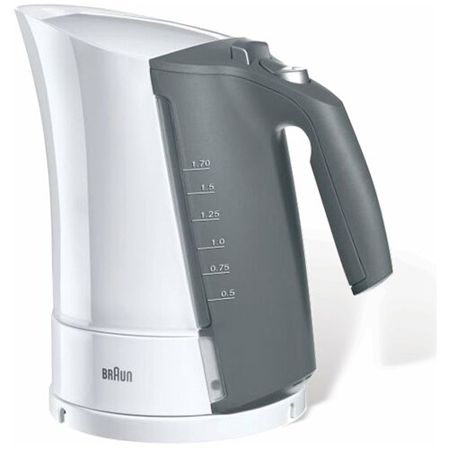 чайник электрический braun wk 3000 bk Чайник BRAUN WK-300, 1,7 л, 2200 Вт, закрытый нагревательный элемент, пластик, белый